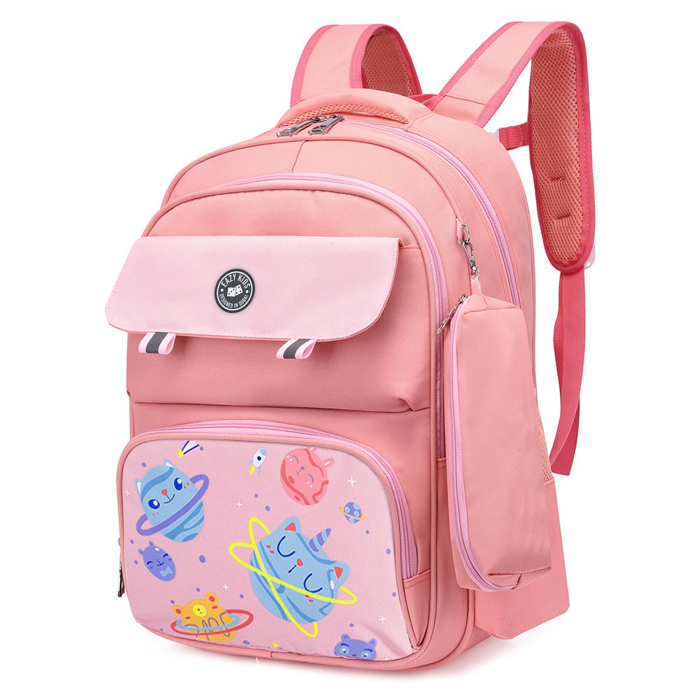 Eazy Kids - Unicorn Planet School Bag With Pencil Case - Pink