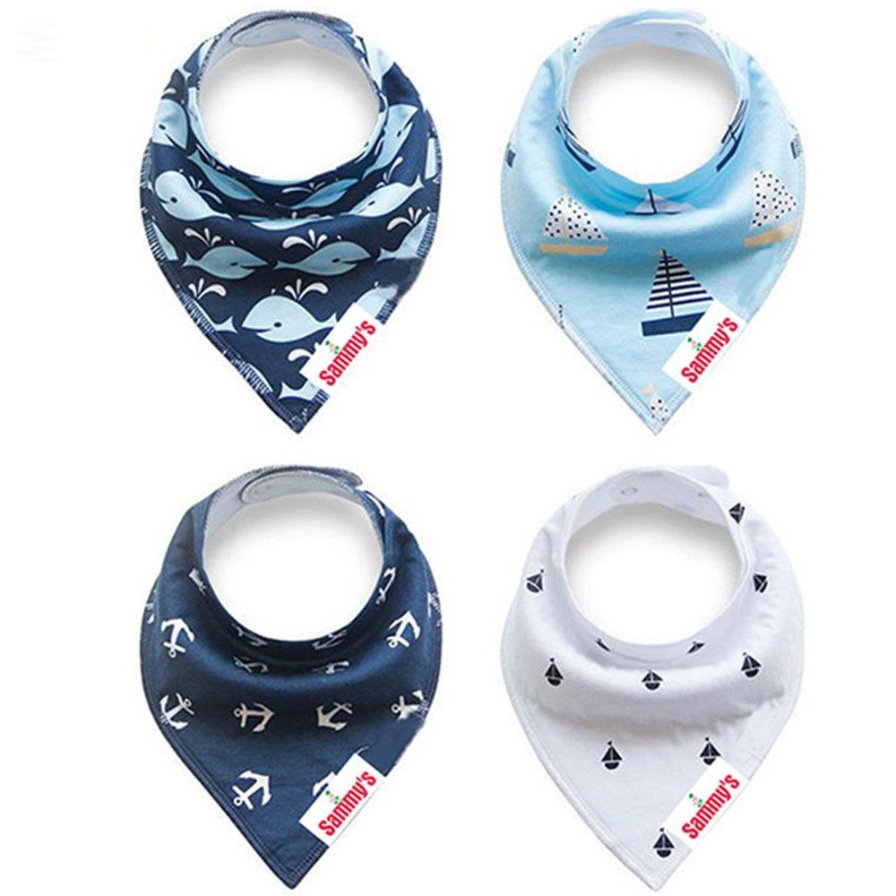 Eazy Kids Anchors & Ships Bandana Bibs Set of 4