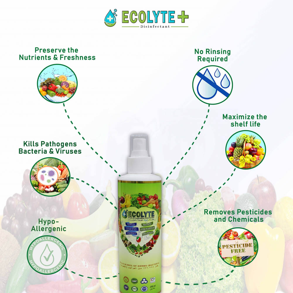 Ecolyte - Fruits & Vegetables Disinfectant 100% Natural - 250 Ml