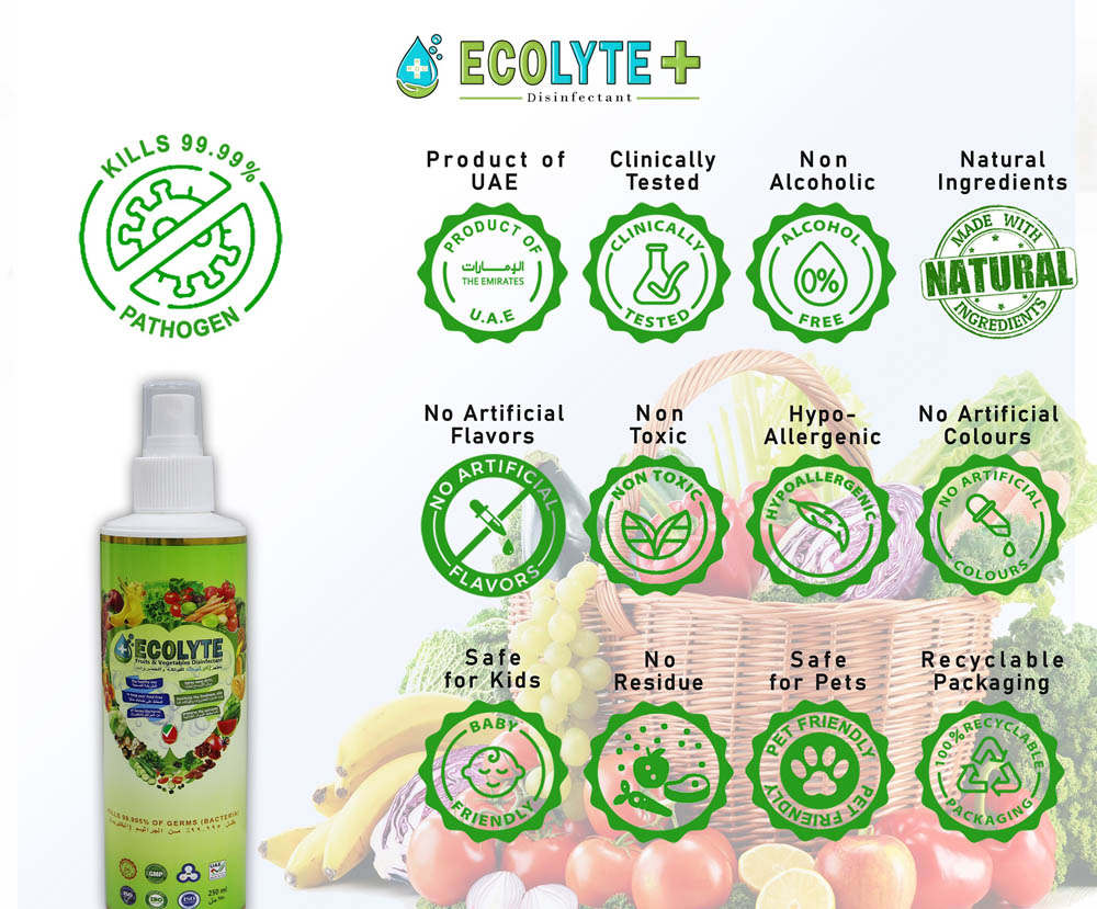 Ecolyte - Fruits & Vegetables Disinfectant 100% Natural - 250 Ml