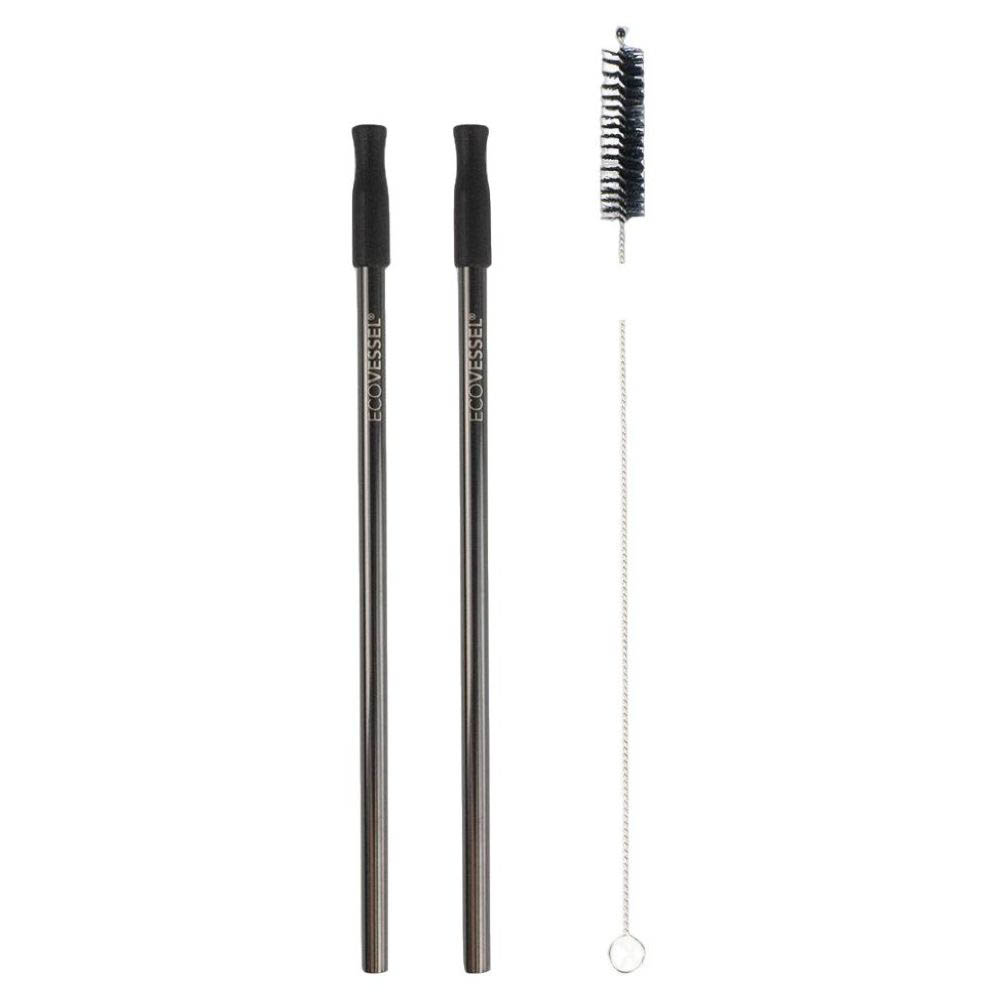 Ecovessel - Stainless Steel Straw Pack of 2 - Black Shadow