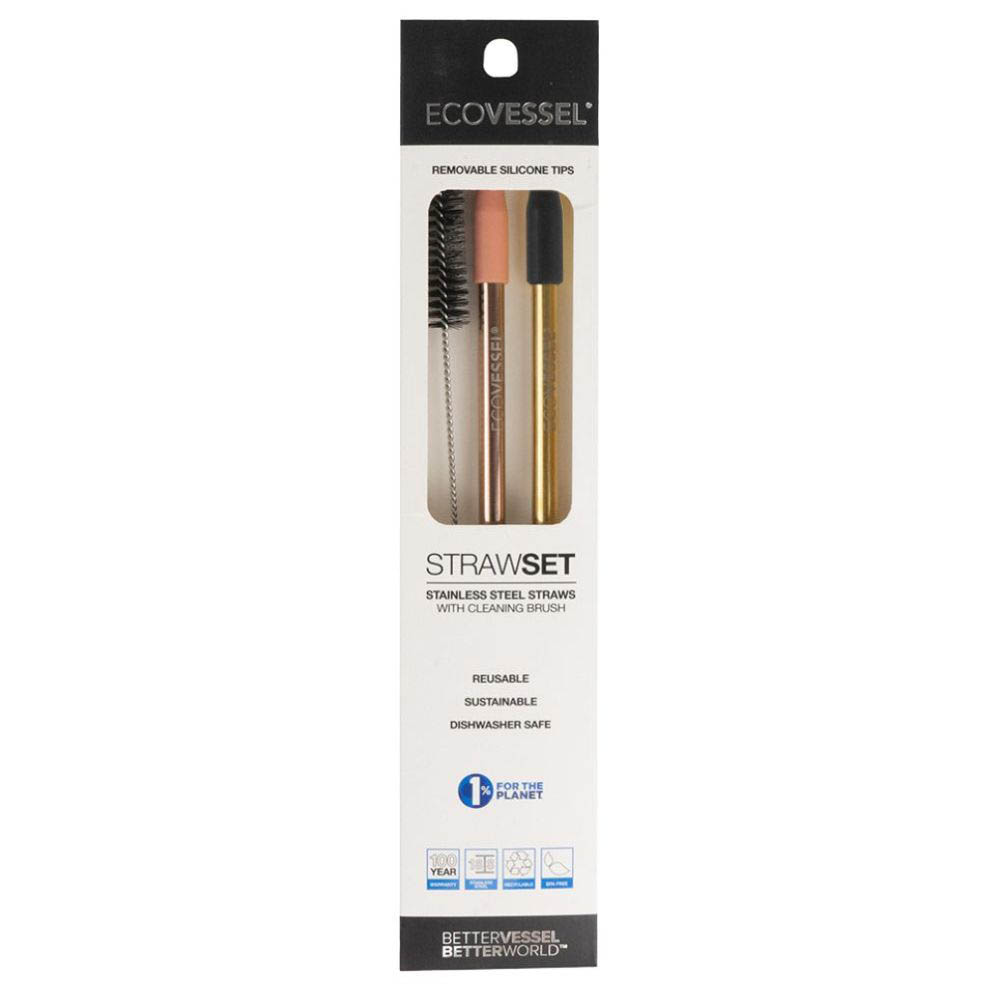 Ecovessel - Stainless Steel Straw Pack of 2 - Gold Bronze