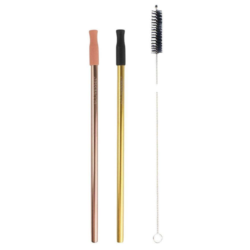 Ecovessel - Stainless Steel Straw Pack of 2 - Gold Bronze