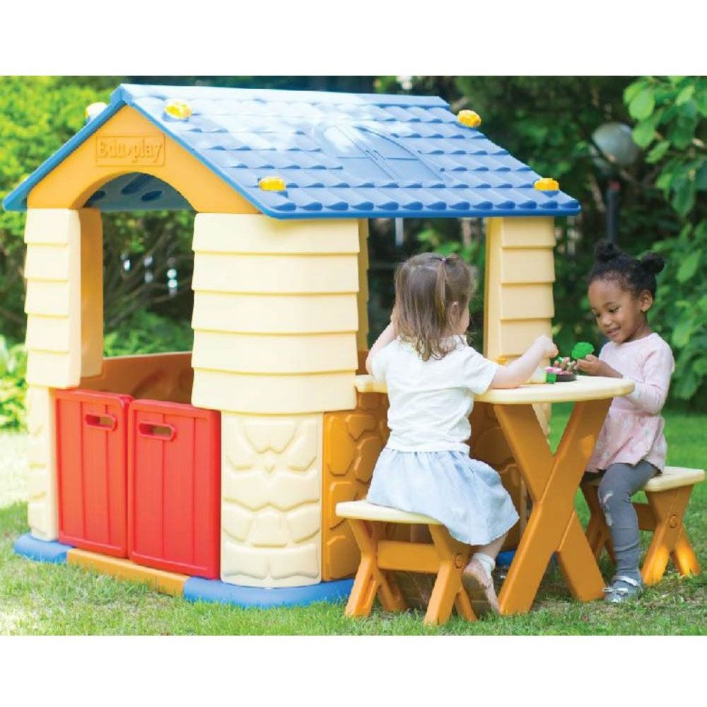Edu Play Playhouse with Table Chair Set Blue Beige