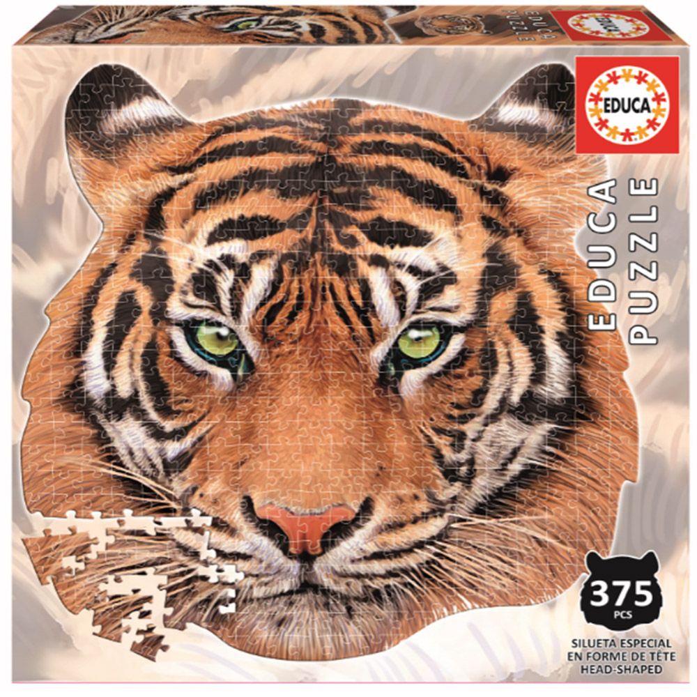 Educa - Puzzles - Tiger Face Shaped Puzzle - 375 Pcs