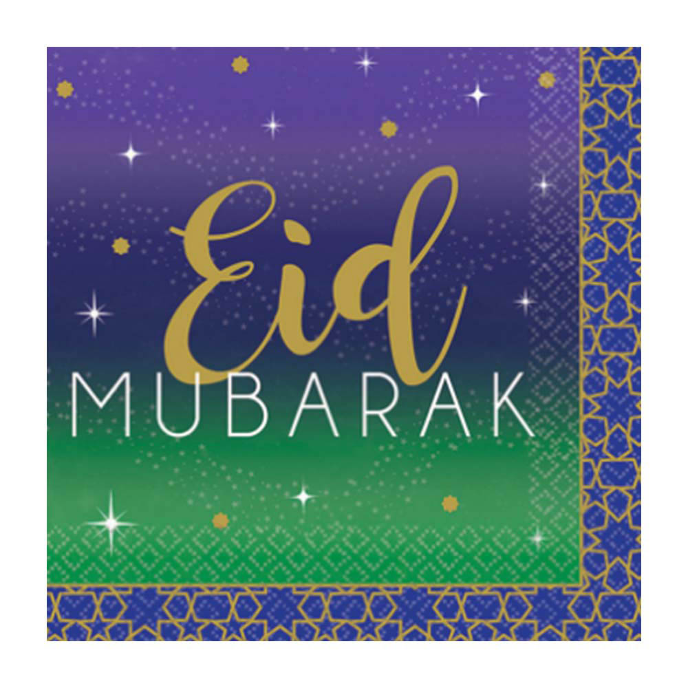 Amscan - Eid Celebration Beverage Napkin, 16Pcs, 10 Inch X 10 Inch