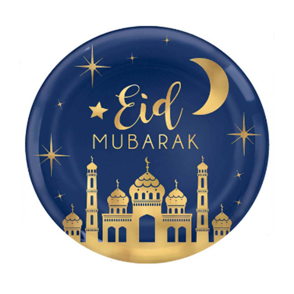Amscan - Eid Round Hot Stamped Plastic Platter, 1 Pc., 14Inch