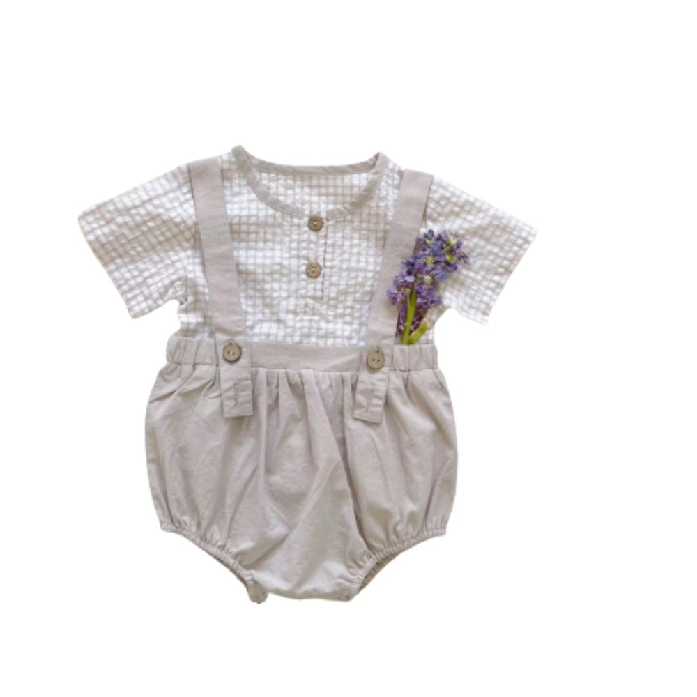 Vanya's Closet - Ezekiel Suspender Romper - Beige