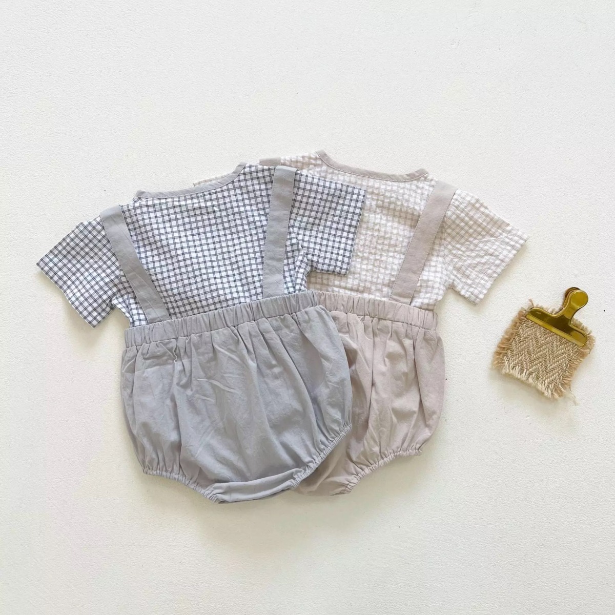 Vanya's Closet - Ezekiel Suspender Romper - Beige