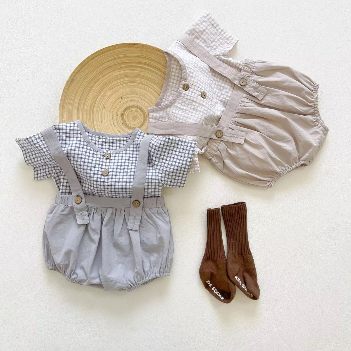 Vanya's Closet - Ezekiel Suspender Romper - Beige