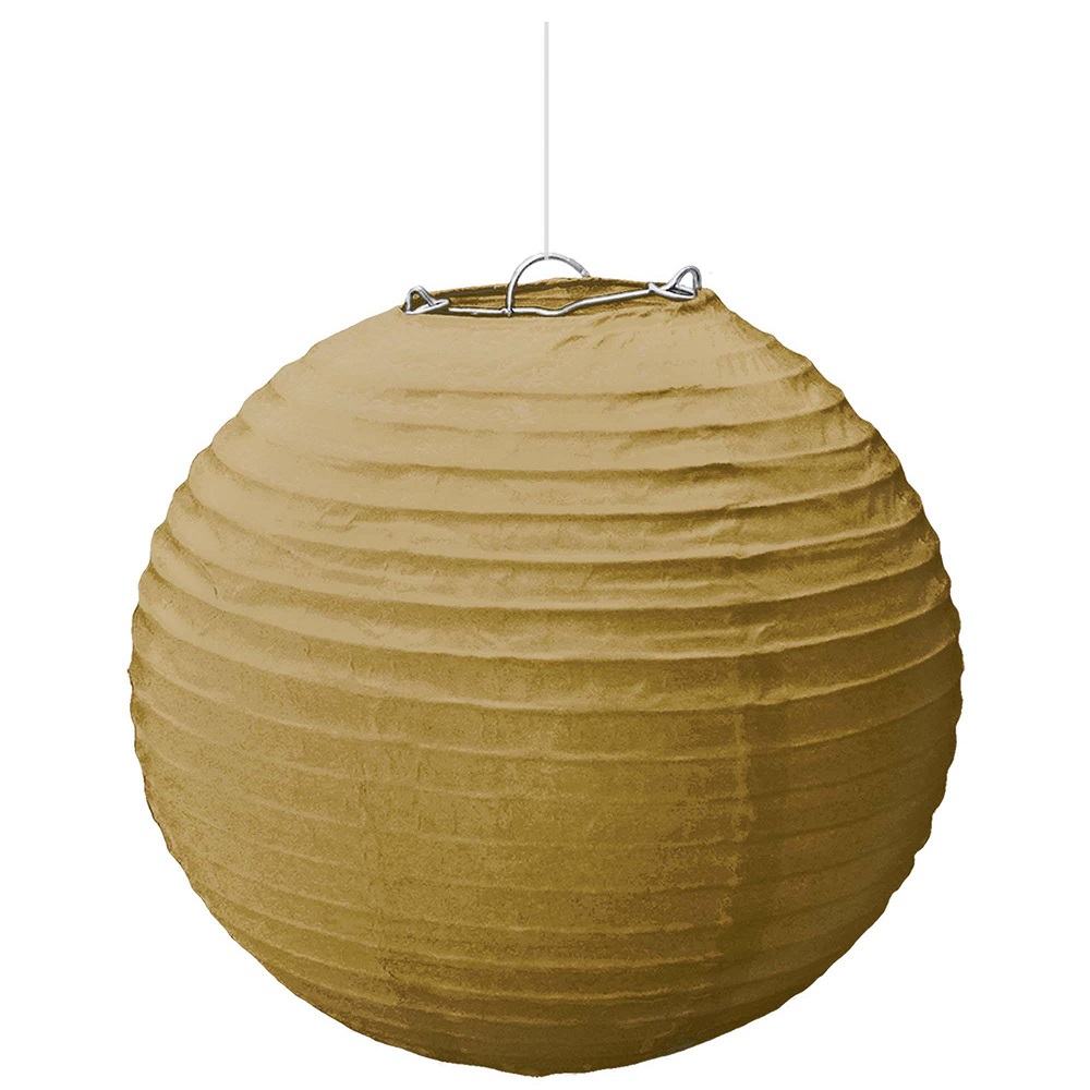 Gold Round Paper Lantern 9.5in 3pcs