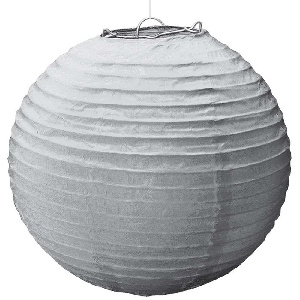 Silver Paper Lantern With Metal Frame 15.50in