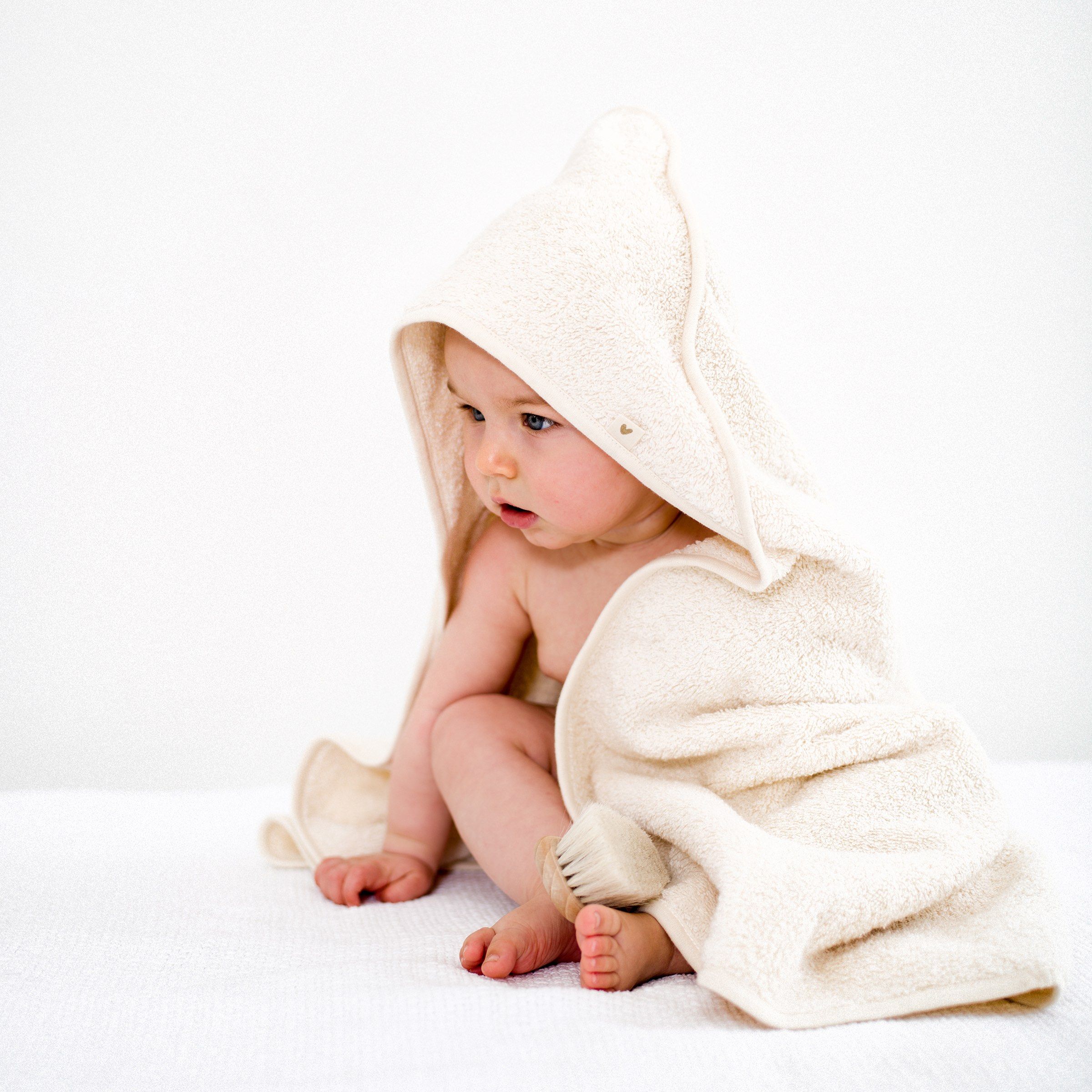 Petit Stellou - Hooded Organic Cotton Baby Towel - Vanilla