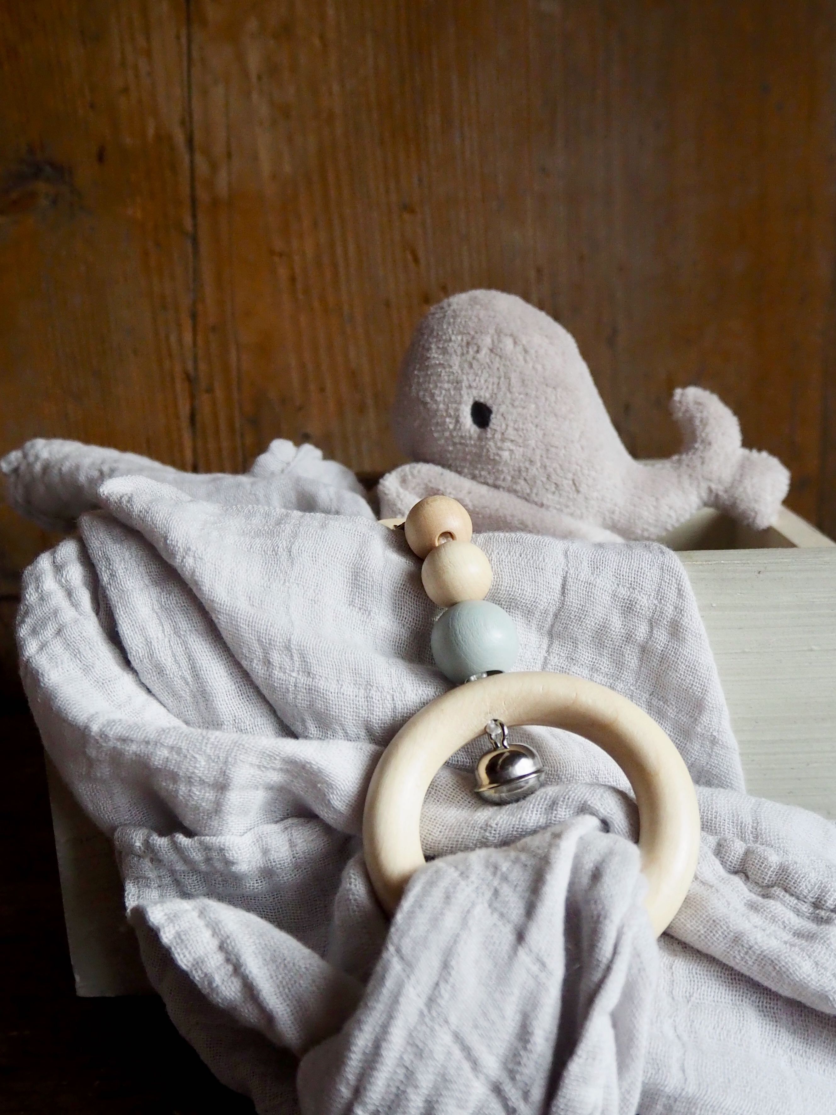 Rattle Clip Elephant - Eco Wood, Petit Stellou