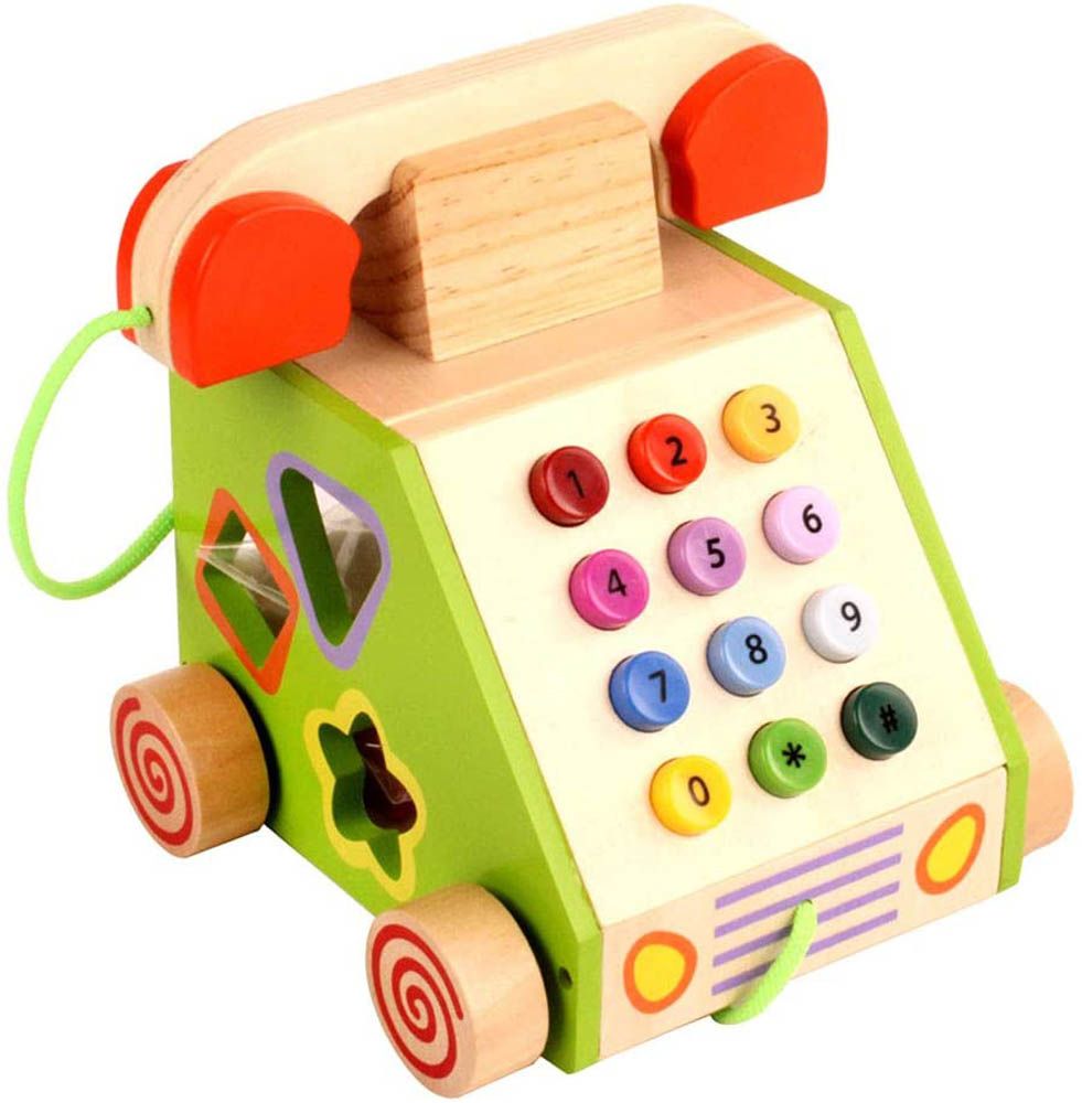 Factory Price - Pull Along Multi Functional Wooden Telephone Toy