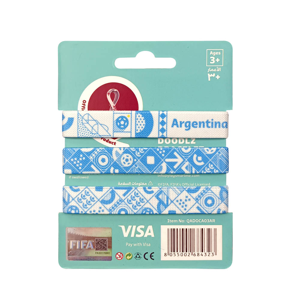 Fifa World Cup - Fabric Fashionable Qatar 2022 World Cup Doodlz Nylon Bracelet - Argentina