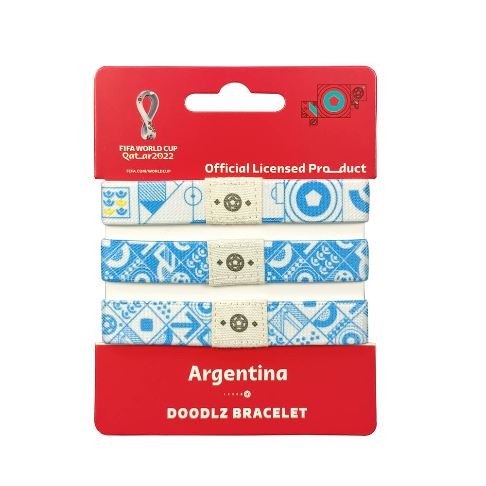 Fifa World Cup - Fabric Fashionable Qatar 2022 World Cup Doodlz Nylon Bracelet - Argentina