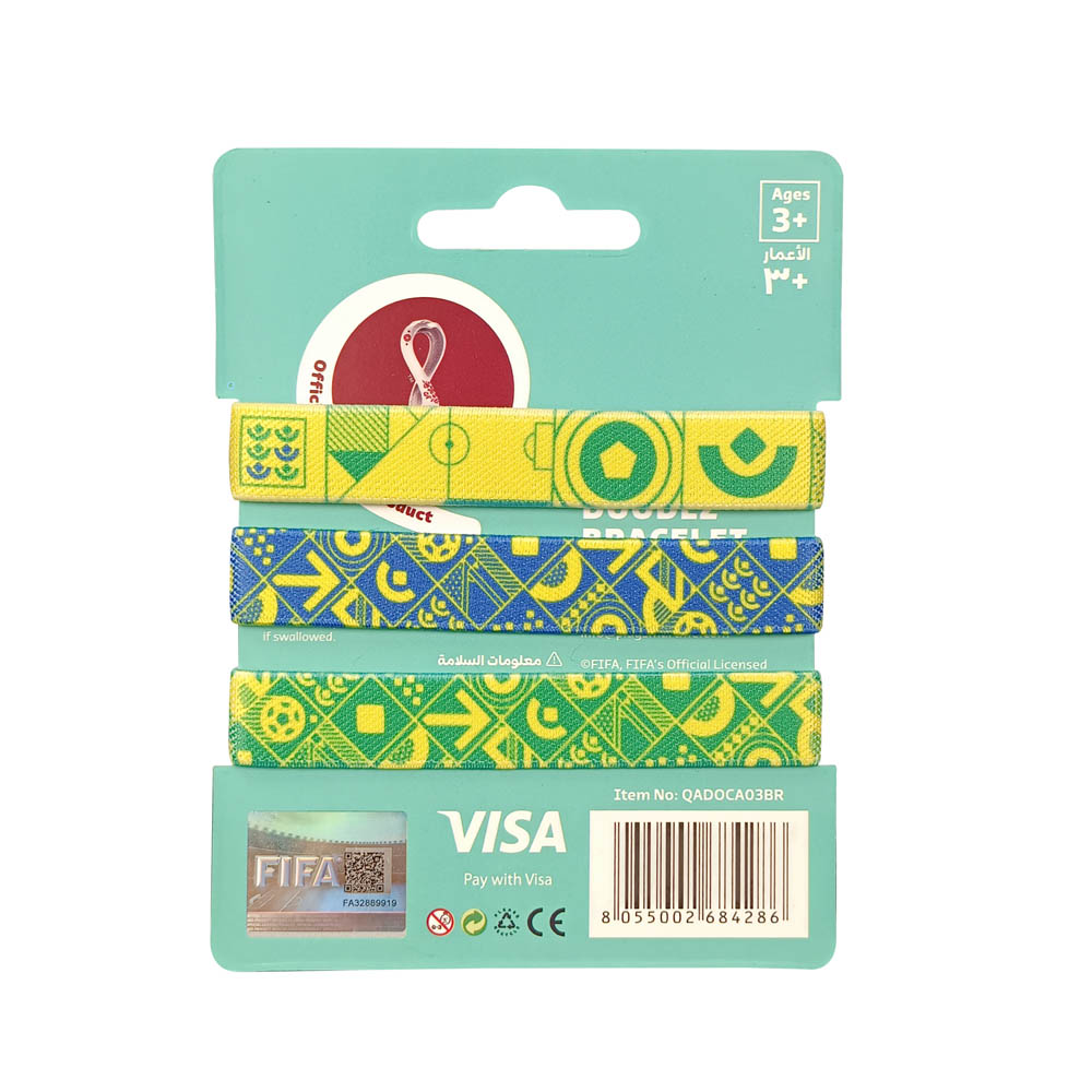 Fifa World Cup - Fabric Fashionable Qatar 2022 World Cup Doodlz Nylon Bracelet - Brazil
