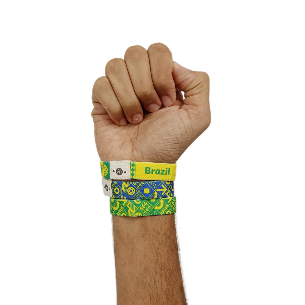 Fifa World Cup - Fabric Fashionable Qatar 2022 World Cup Doodlz Nylon Bracelet - Brazil