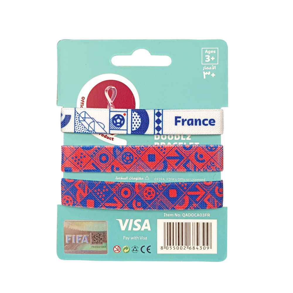 Fifa World Cup - Fabric Fashionable Qatar 2022 World Cup Doodlz Nylon Bracelet - France