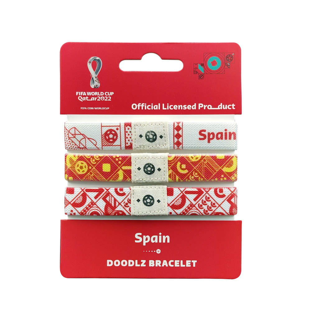 Fifa World Cup - Fabric Fashionable Qatar 2022 World Cup Doodlz Nylon Bracelet - Spain