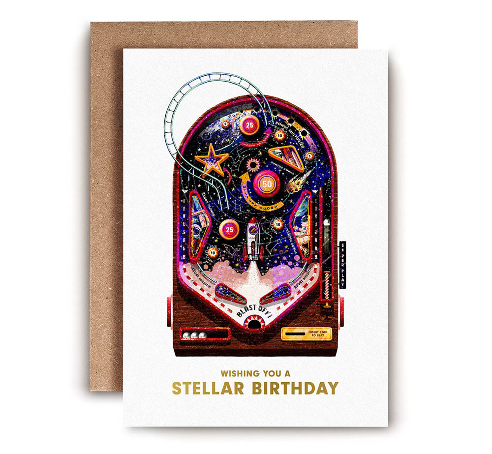 Folio Cards - Pinball Birthday Card