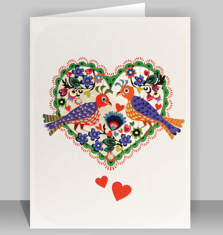 Forever Cards - Folk Art Birds in a Heart