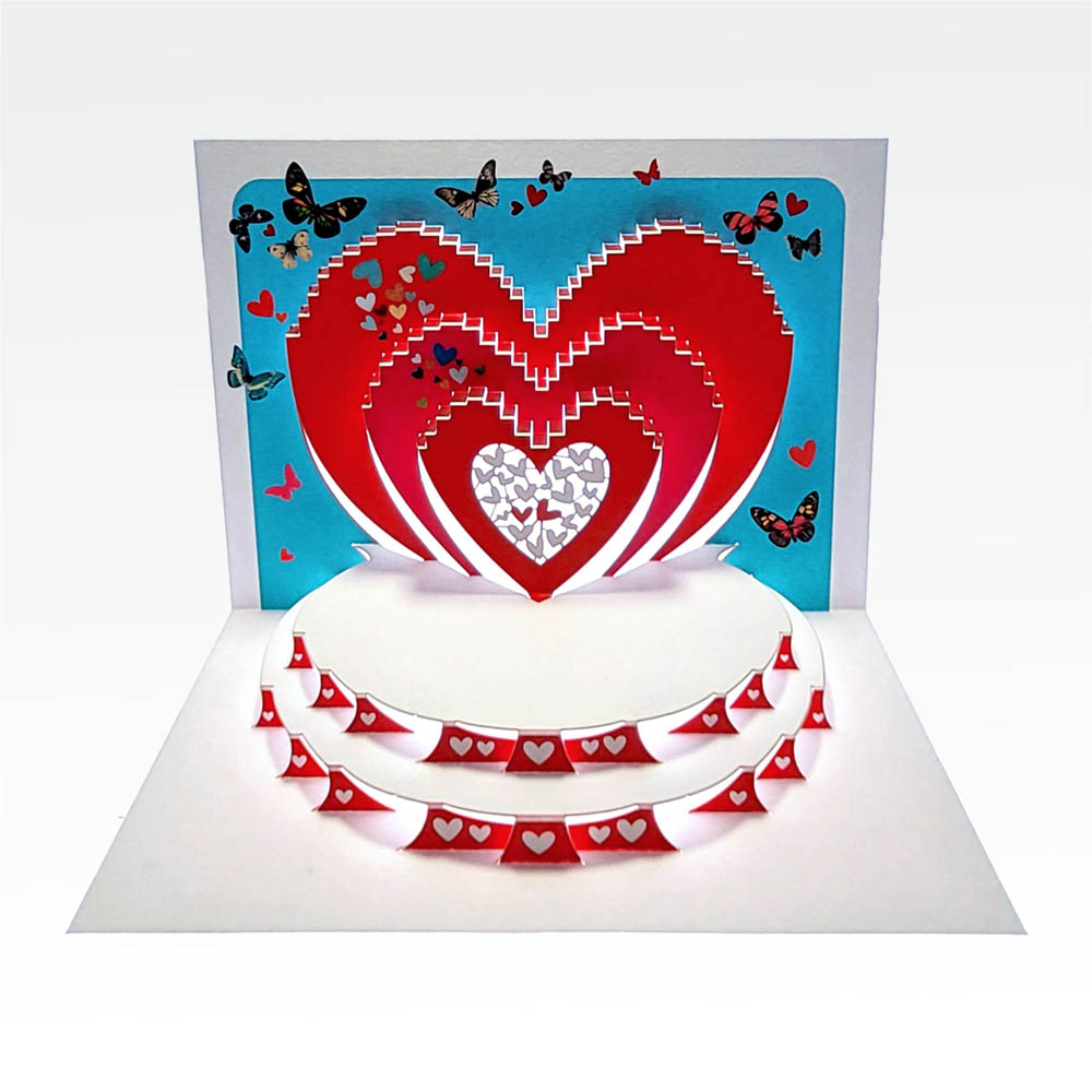 Forever Cards - Heart - Red Hearts and Butteflies Card