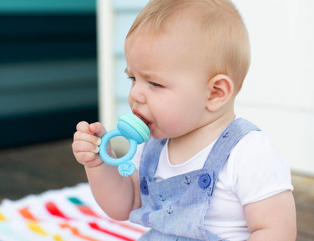 Cherub Baby - Silicone Fresh Food Feeder + Teether Green/Blue