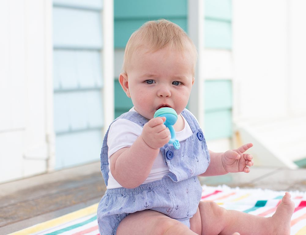 Cherub Baby - Silicone Fresh Food Feeder + Teether Green/Blue