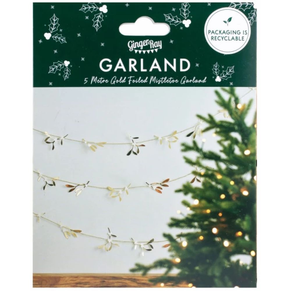 Ginger Ray - Gold Foiled Mistletoe Garland