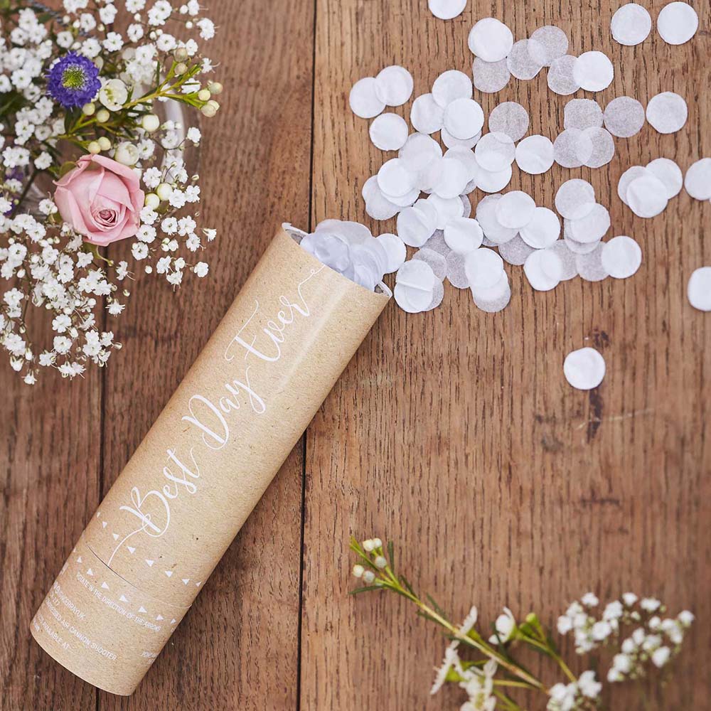 Ginger Ray - Kraft White Biodegradable Confetti Cannon