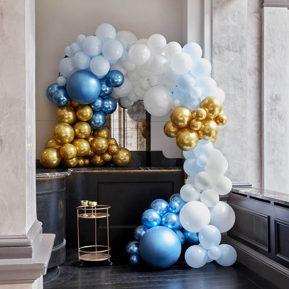 Ginger Ray - Luxe Blue and Gold Balloon Arch Kit