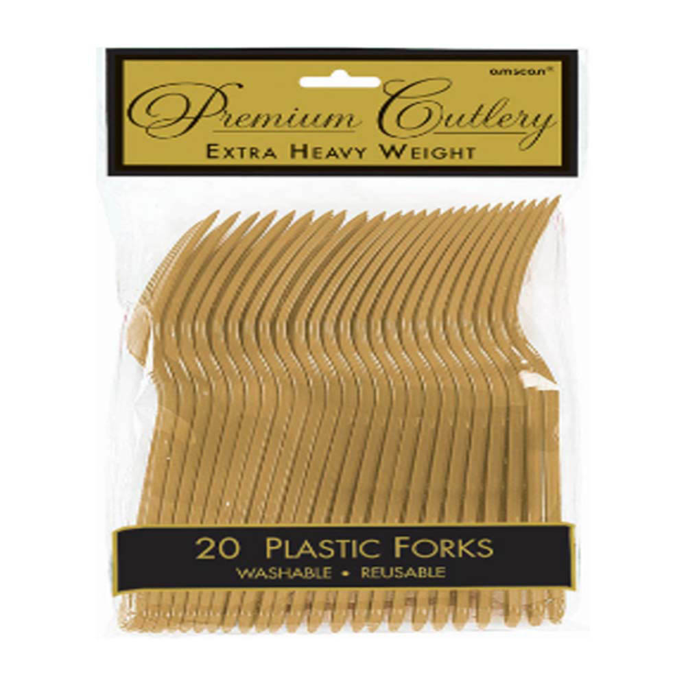 Amscan - Gold Heavy Weight Plastic Forks 20Pcs