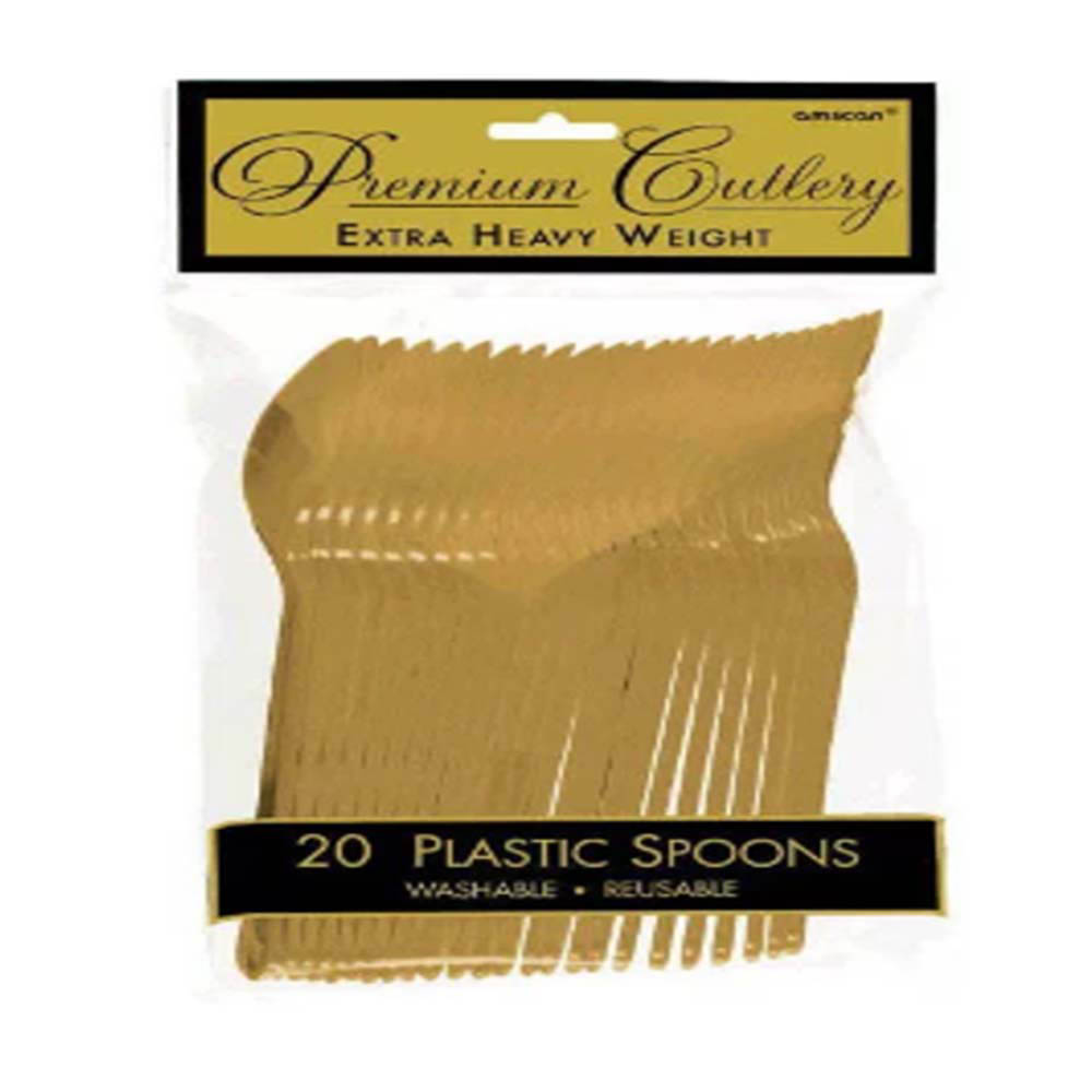 Amscan - Gold Heavy Weight Plastic Spoons 20Pcs
