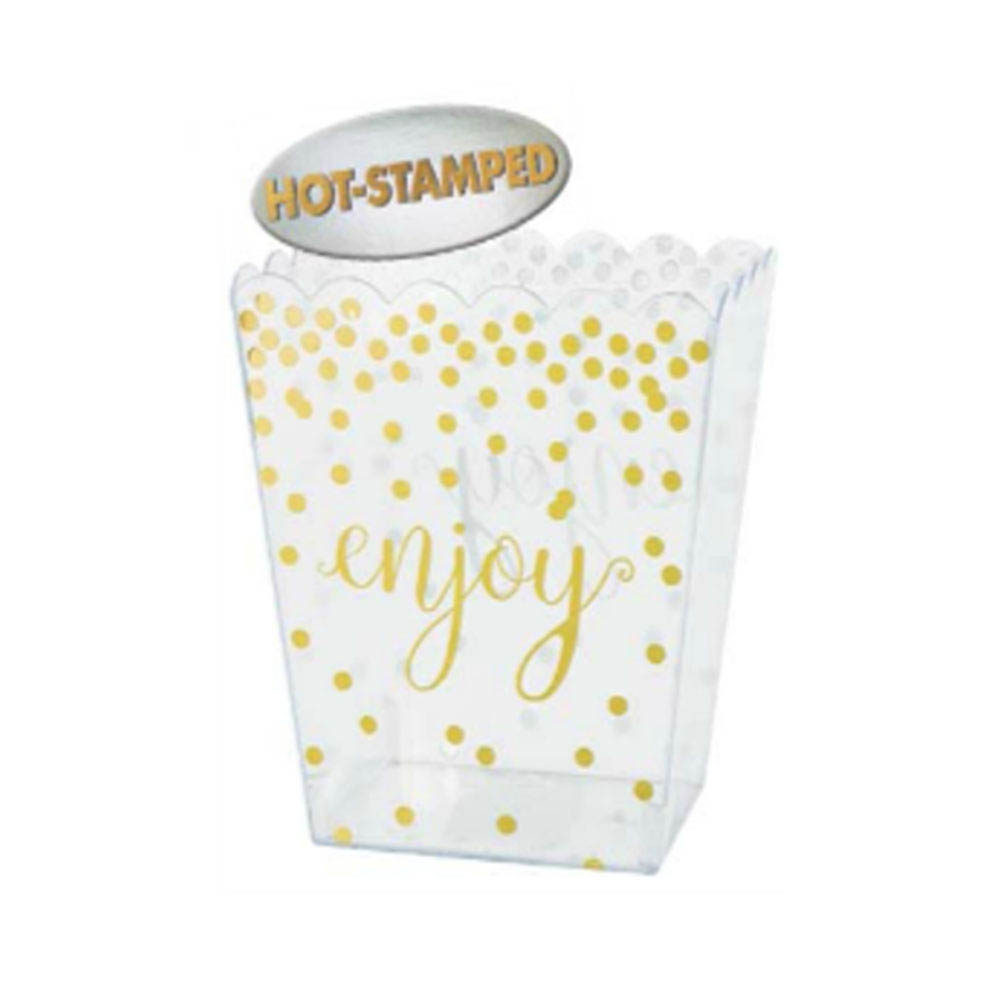Amscan - Gold Hot Stamped Scalloped Container, Plastic - Medium 