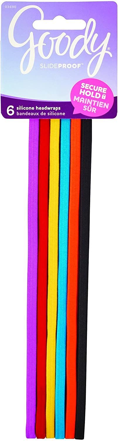Goody - Slide Proof Head Wraps With Silicon 6Mm - Bright Colors, 6 Count Bright Colors 6 Count