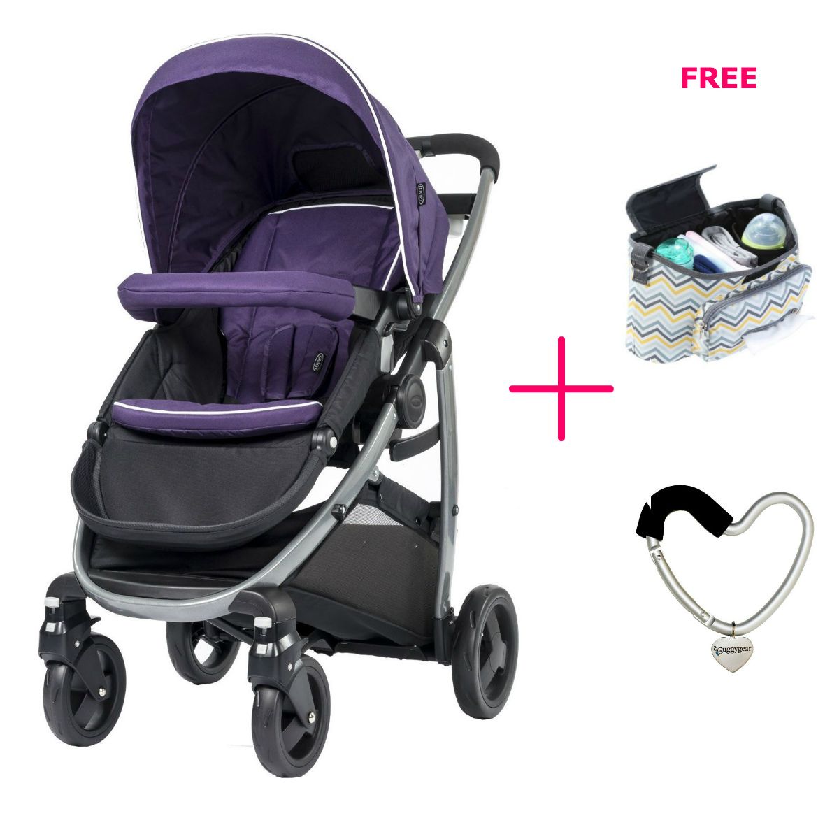 Graco Purple Shadow Sky Stroller Buggy Gear Stroller Hook Asst Sunveno Stroller Organizer Asst