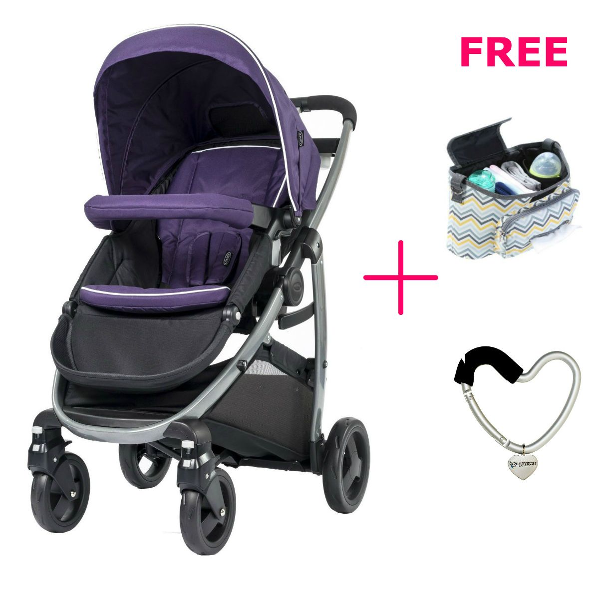 Graco Purple Shadow Sky Stroller Buggy Gear Stroller Hook Asst Sunveno Stroller Organizer Asst Babystore.ae