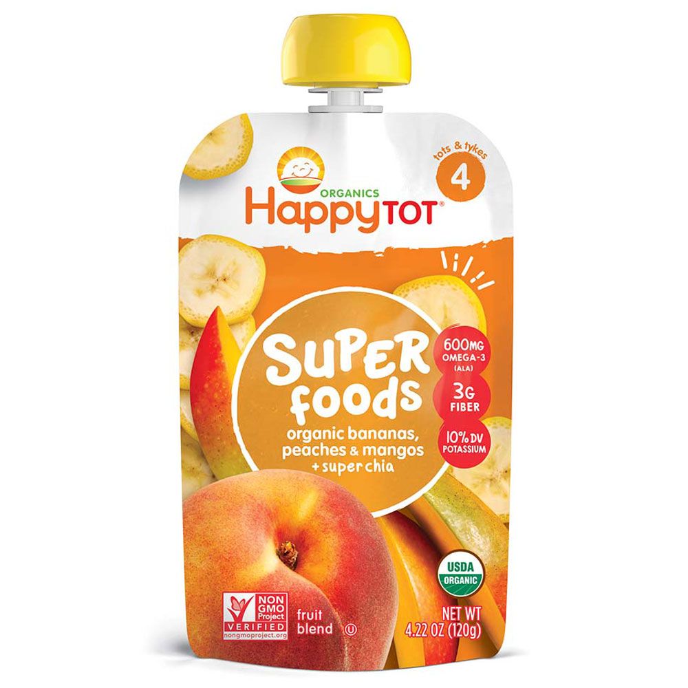 Happy Family - Organics Super Foods Stage 4 Banana, Peaches & Mango + Super Chia - 120g 