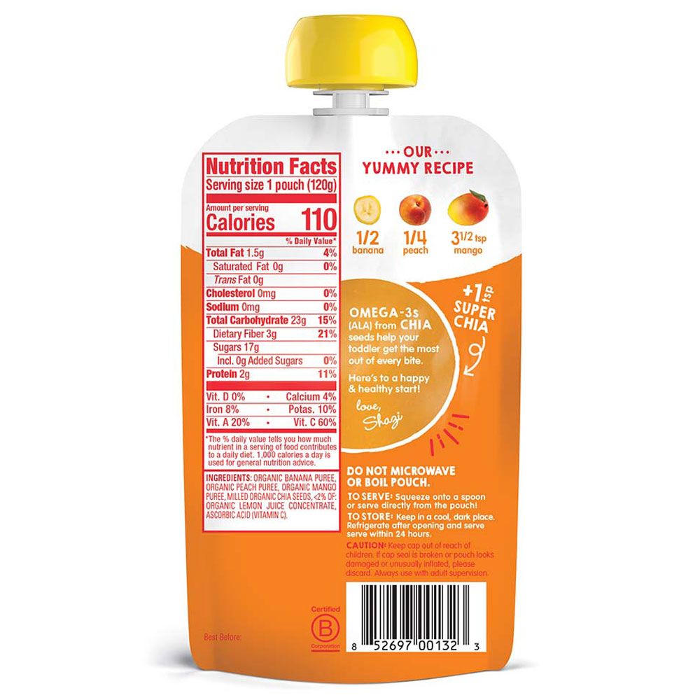 Happy Family - Organics Super Foods Stage 4 Banana, Peaches & Mango + Super Chia - 120g 