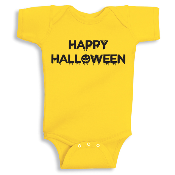 Twinkle Hands Happy Halloween, Yellow Baby Onesie, Bodysuit, Romper
