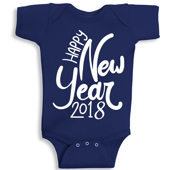 Twinkle Hands Happy New Year 2018, Dark Blue Baby Onesie, Bodysuit, Romper