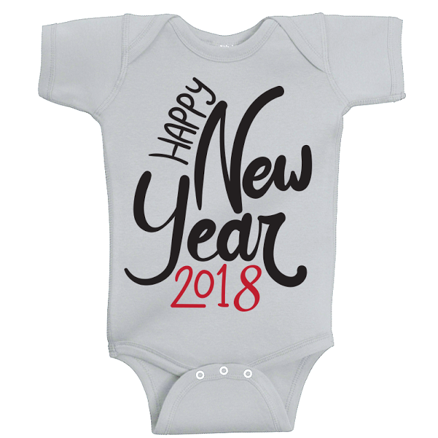 Twinkle Hands Happy New Year 2018, Grey Baby Onesie, Bodysuit, Romper