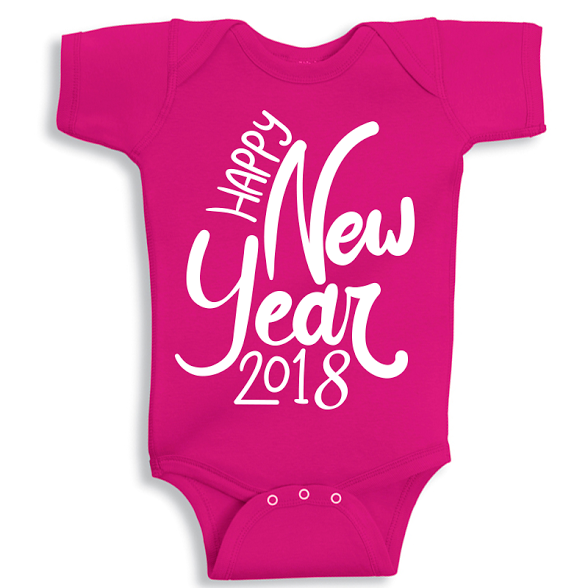 Twinkle Hands Happy New Year 2018, Pink Baby Onesie, Bodysuit, Romper