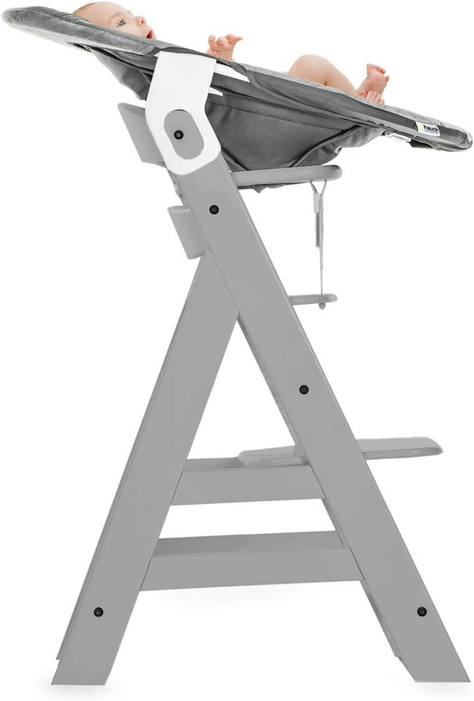 Hauck - Alpha+ Wooden High Chair & 2 in 1 Bouncer - Bear Hearts Grey
