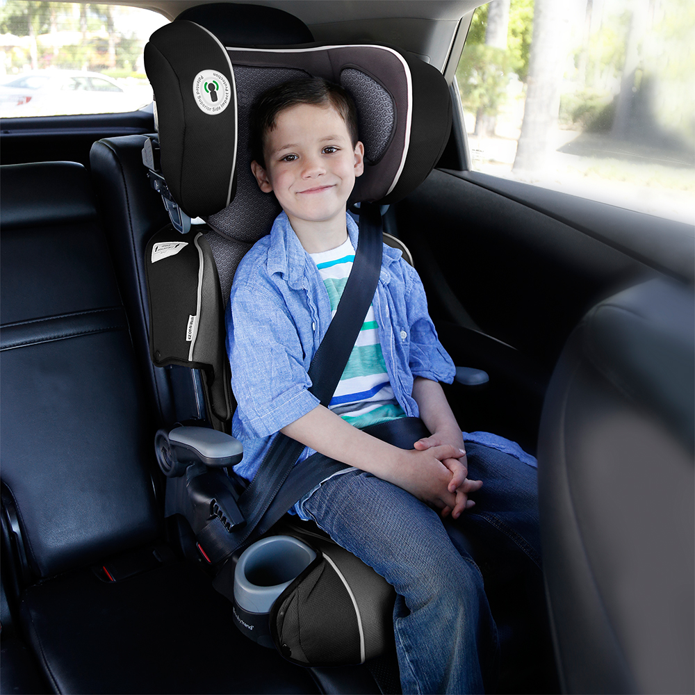 Babytrend 2-in-1 Protect Booster Seat – Grey Tech, 9M+, High-Back to No-Back, Side Impact Protection, Compact Fold
