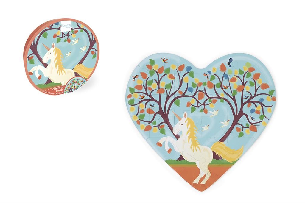 Scratch Europe - Heart With Unicorn Contour Puzzle - 30Pcs
