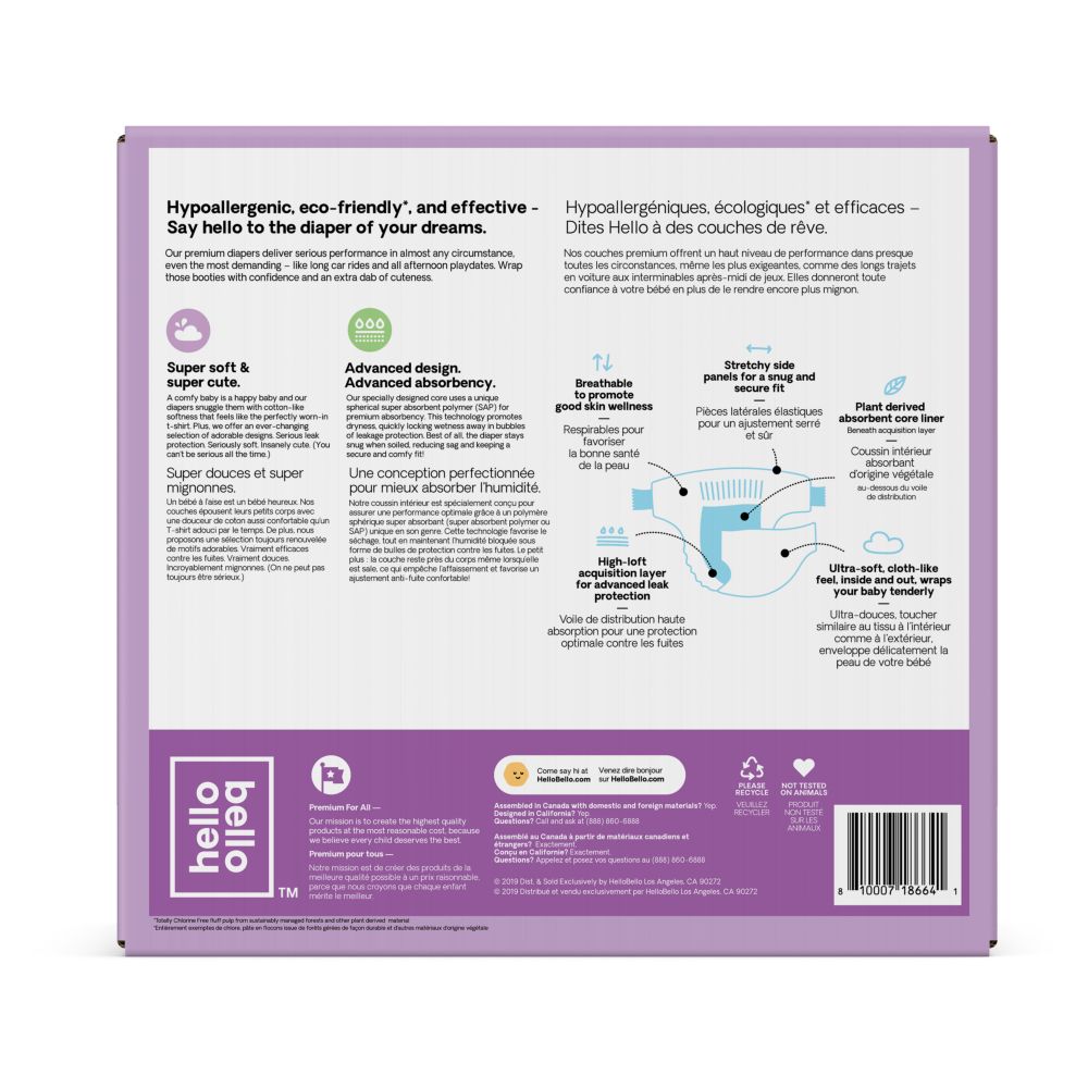 Hello Bello Club Diaper - Bees/Butterflies - Girl - Size 5 (12kg+) - 66pcs