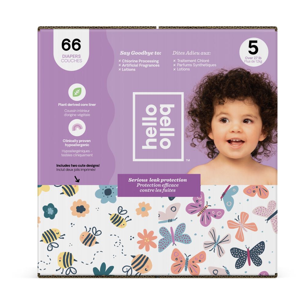 Hello Bello Club Diaper - Bees/Butterflies - Girl - Size 5 (12kg+) - 66pcs